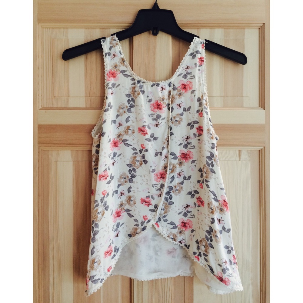 Soft Floral Back Slit Tank Top